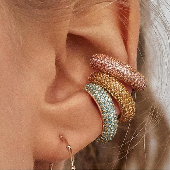 Sexy and elegant three (3) Orbits Crystal Cuff Earrings 🔥💕 with gift 🎁 box - Picture 1 of 4